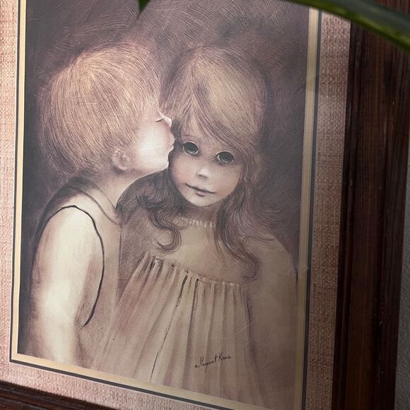 Margaret Kane A Little Kiss First Kiss Mid Century Modern Big Eye Print Framed - Picture 3 of 5